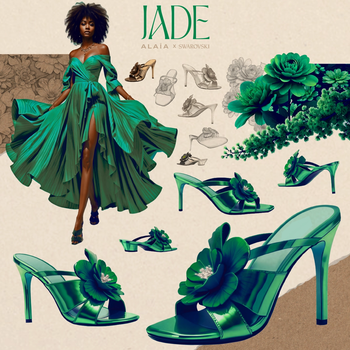 Alaïa x Swarovski luxury footwear - Jade