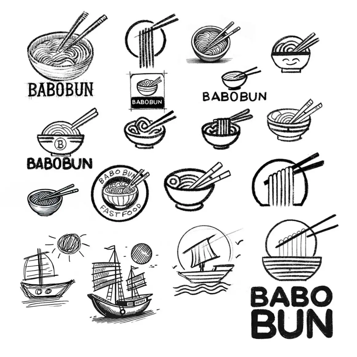 Babobun - Asian fusion Restaurant - sketches