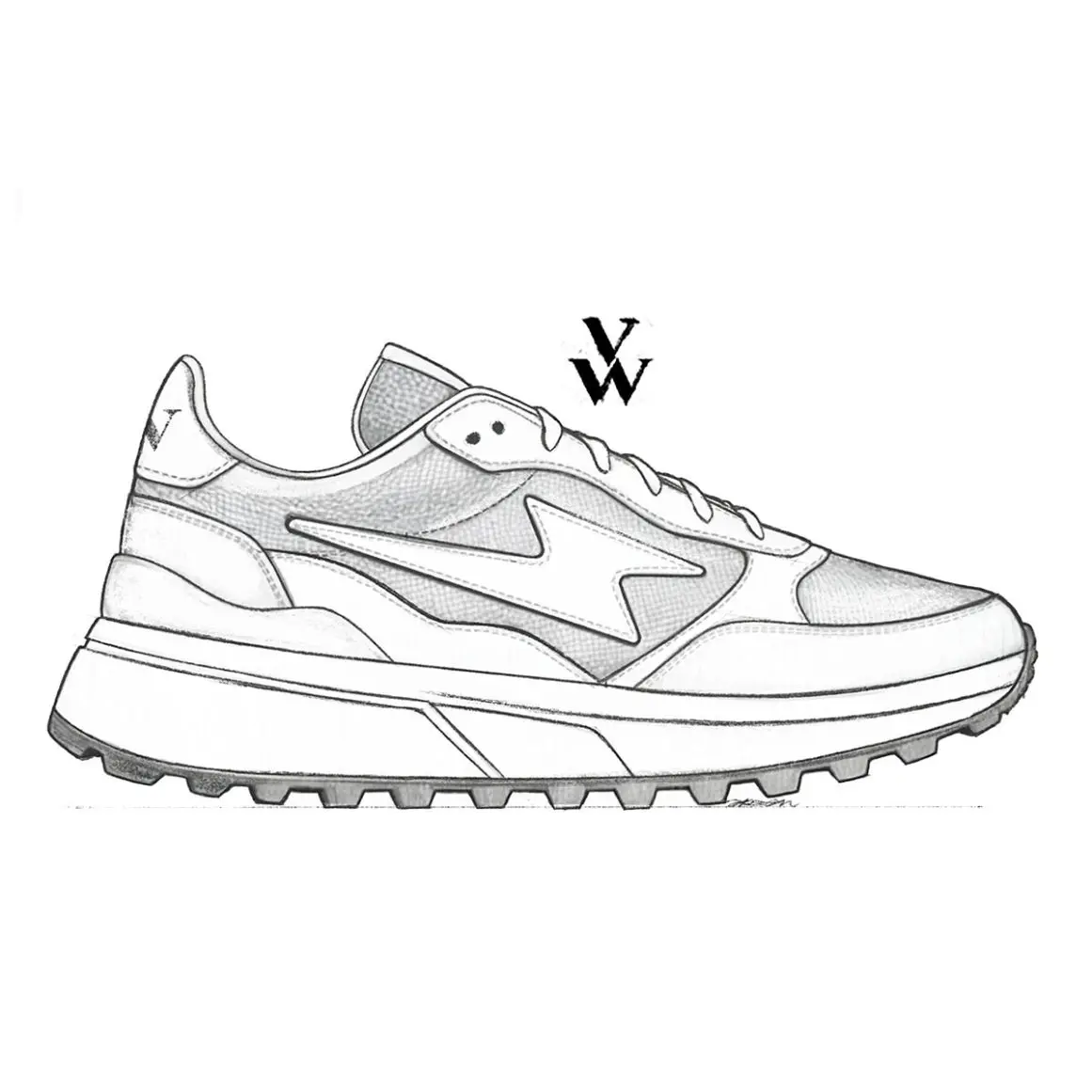 Vanessa Wu - Camille - neakers - Lateral view sketch