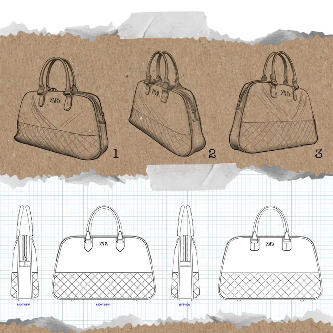 Zara - Majesty - Sketches - Techpack - bag