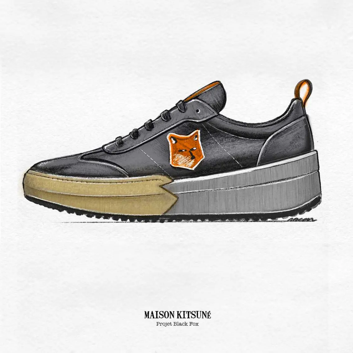 Maison Kitsuné - Black Fox - sketches - sneakers